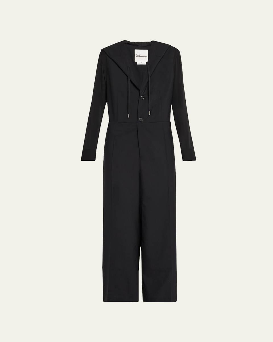 Hooded Wide-Leg Wool Jumpsuit
